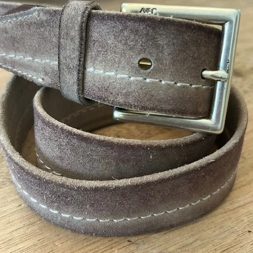 John Varvatos rustic suede men's belt size 42 beige brown